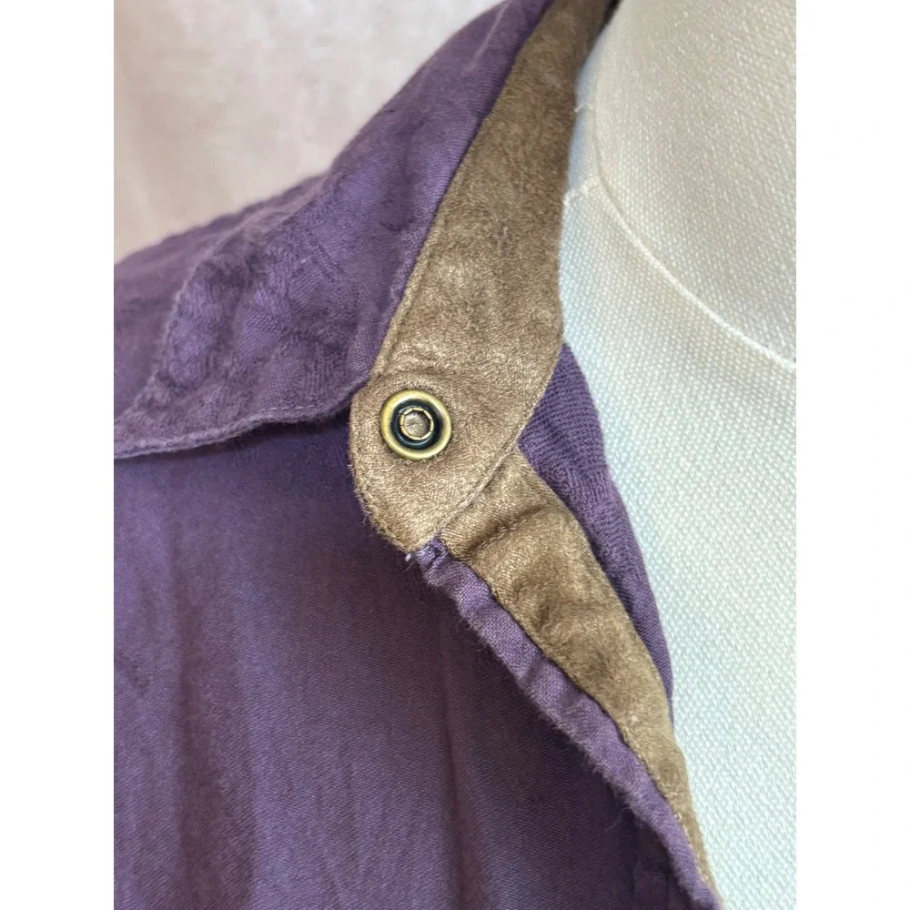 Columbia River Resort Purple Floral Jacquard Snap Button Down Shirt Womens Small